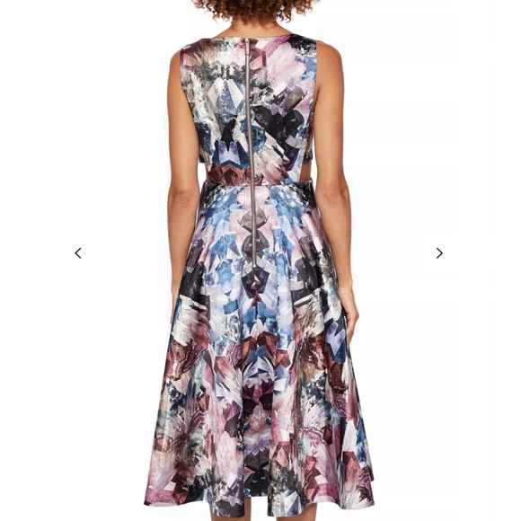 Ted Baker Louwisa Mirrored Minerals Cut Out Midi Dress, Mid Grey - Picture 2 of 3